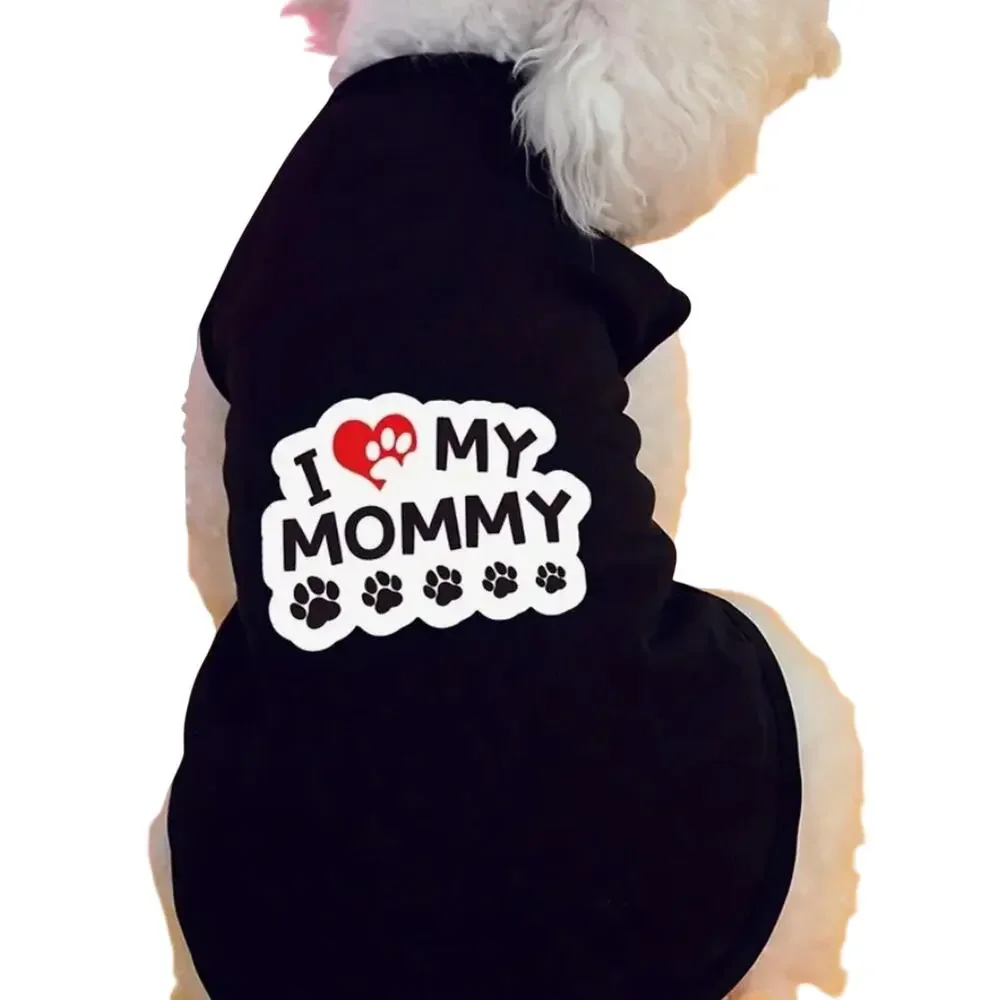 I Love My Mommy Pet T-Shirt in Black, Size XS